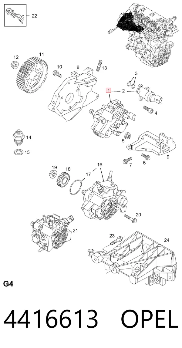 Bomba de combustível de pressão alta 4416613 Opel