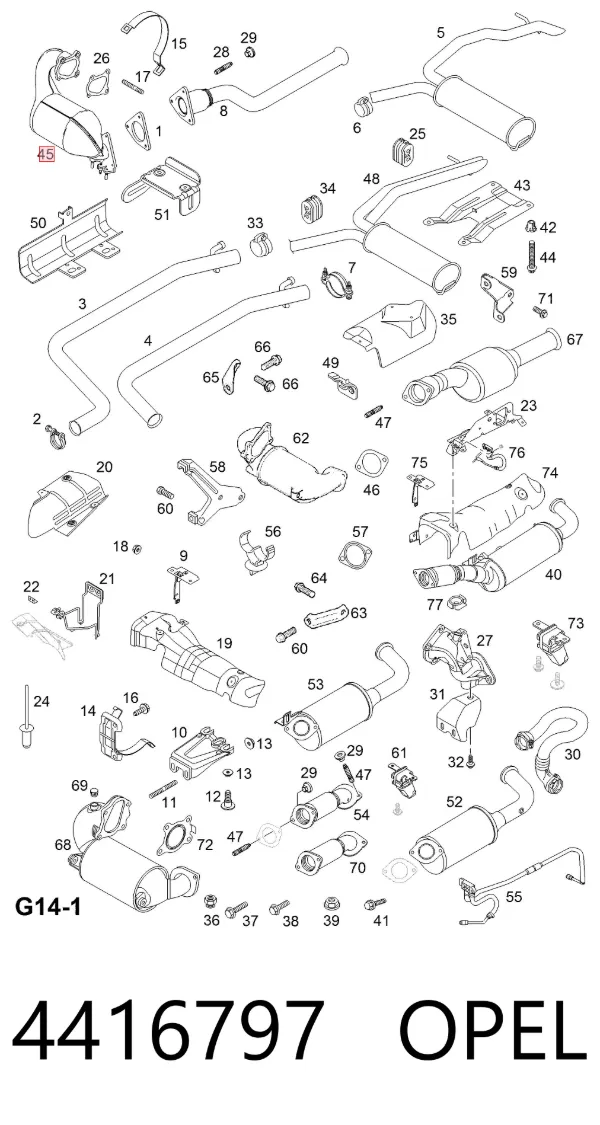 Convertidor - catalisador 4416797 Opel