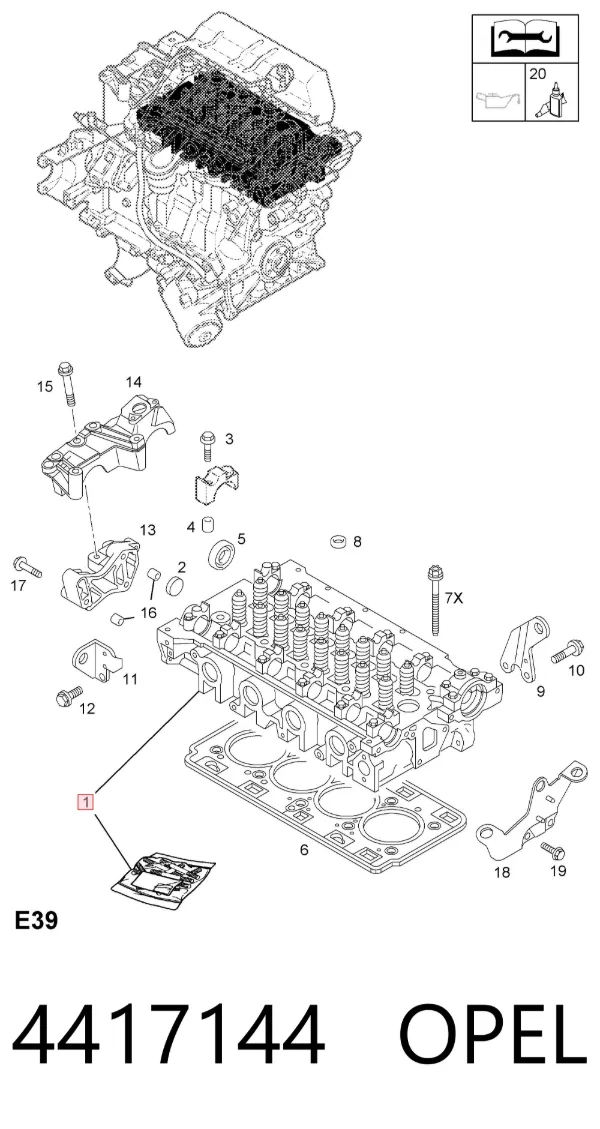 Cabeça de motor (CBC) 4417144 Opel