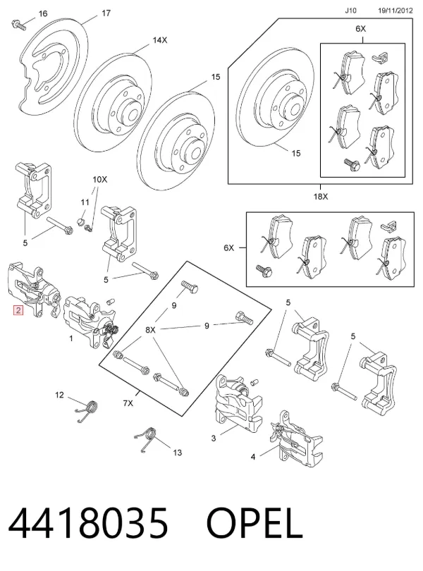 Suporte do freio traseiro direito 4418035 Opel
