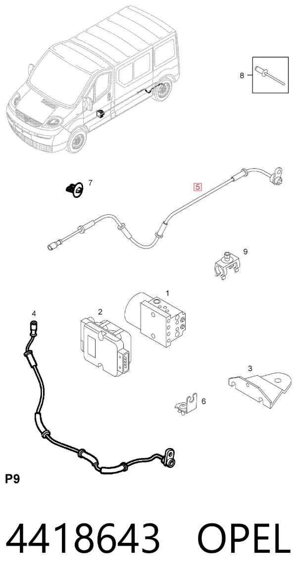 Sensor ABS traseiro 4418643 Opel