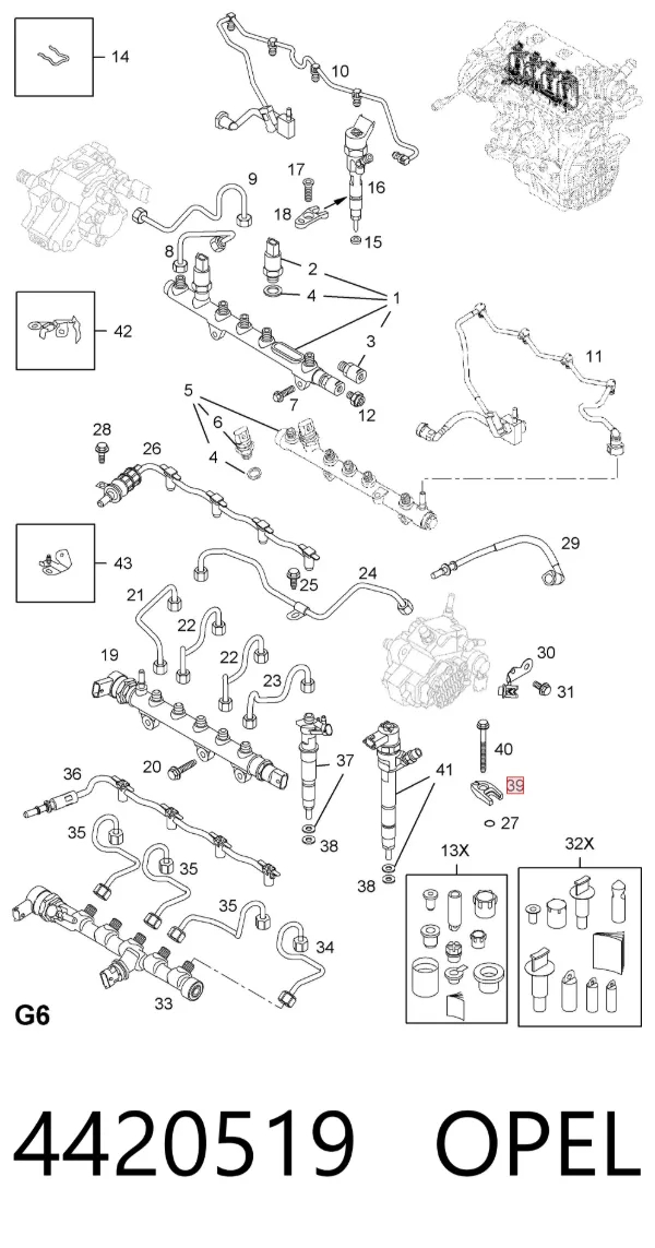 Consola de fixação do injetor 4420519 Opel