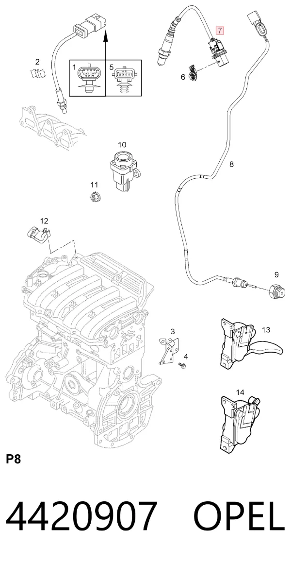Sonda lambda, sensor de oxigênio 4420907 Opel