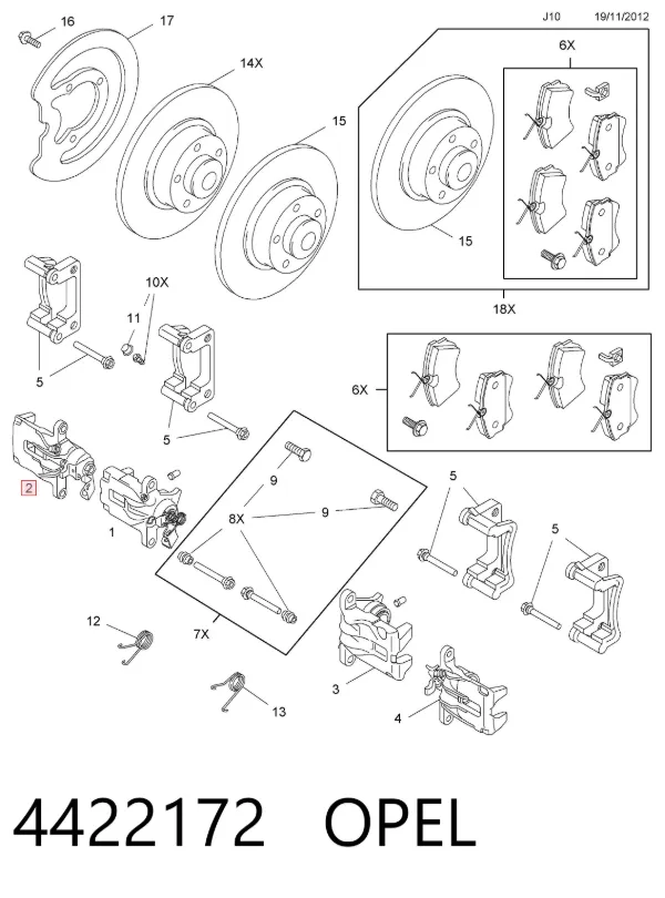 Suporte do freio traseiro direito 4422172 Opel