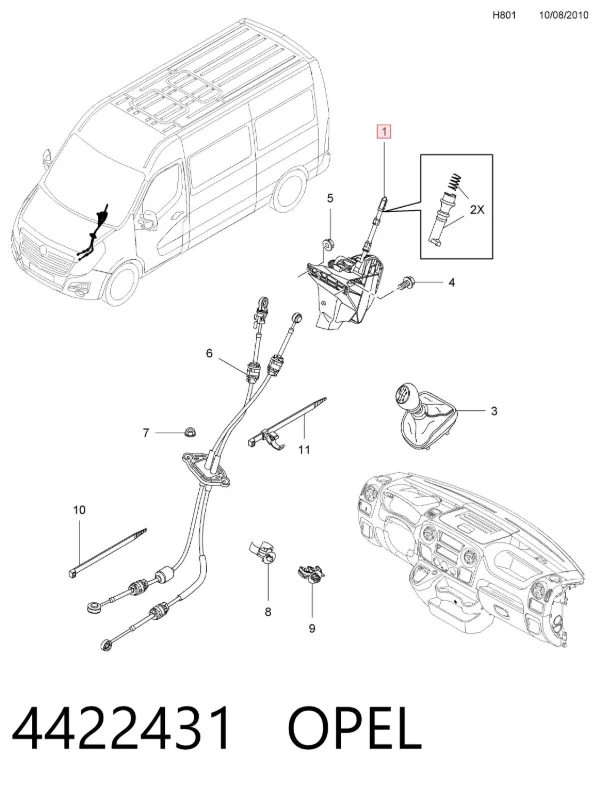 Mecanismo de mudança (ligação) 93453892 Opel