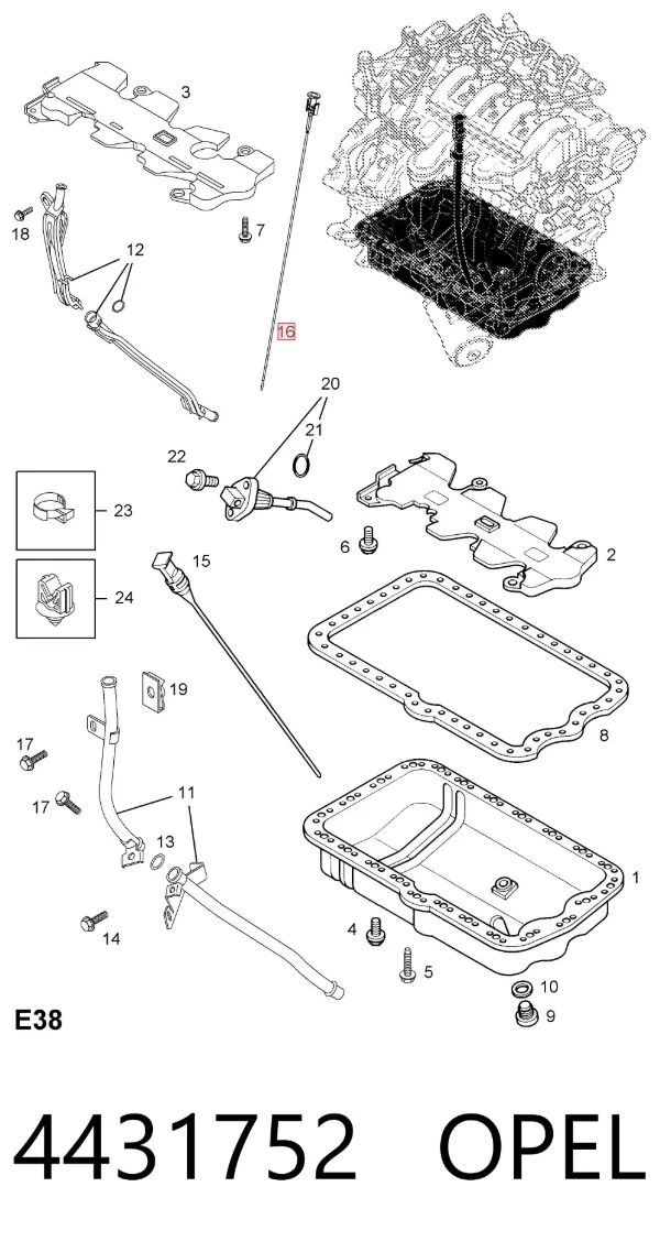 Sonda (indicador) do nível de óleo no motor 4431752 Opel