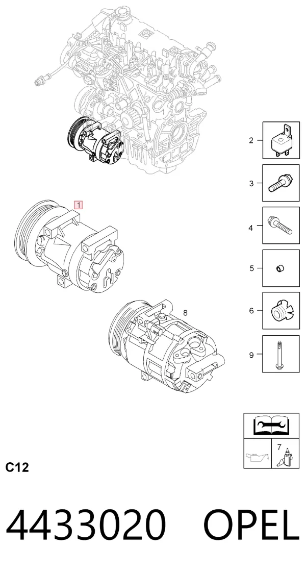 Compressor de aparelho de ar condicionado 4433020 Opel