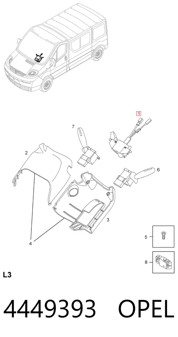 Anel AIRBAG de contato, cabo plano do volante 4449393 Opel