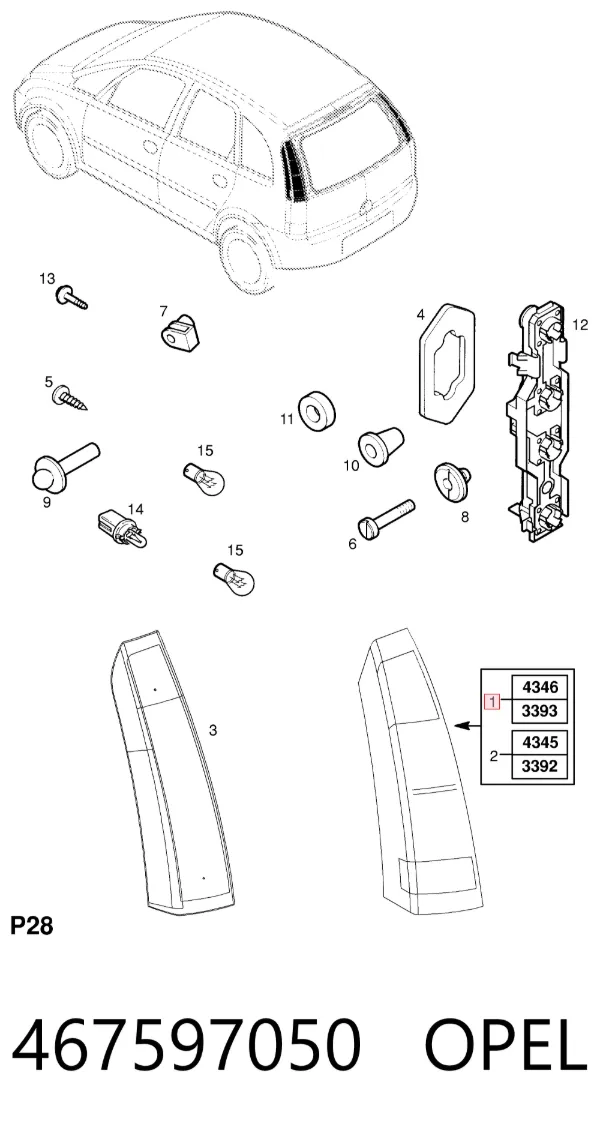 Lanterna traseira direita 467597050 Opel
