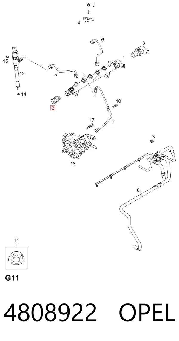 Sensor de pressão de combustível 4808922 Opel