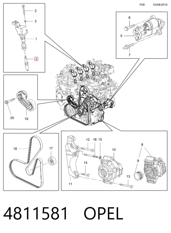 Vela de ignição 4811581 Opel