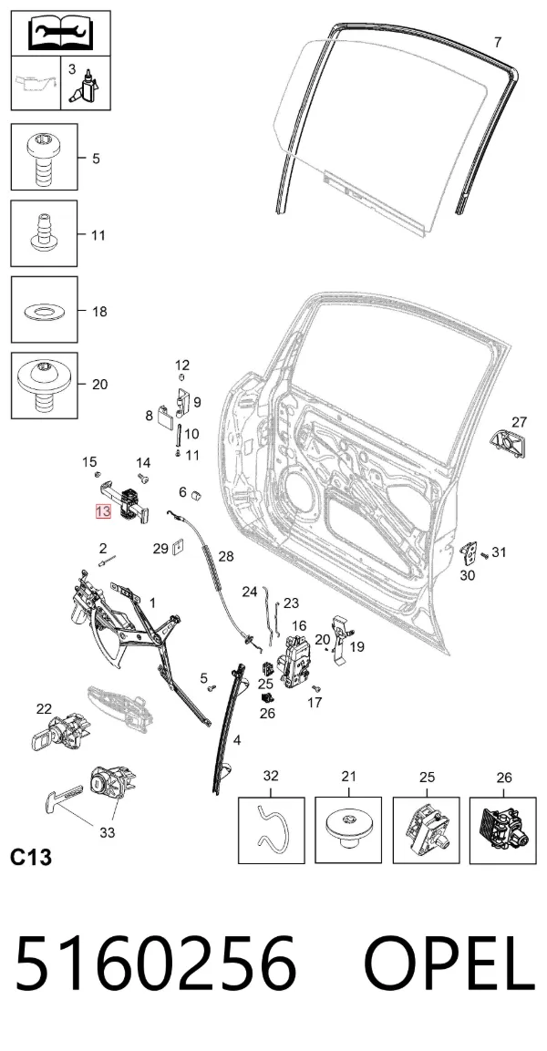 Limitador dianteiro de abertura de porta 5160256 Opel