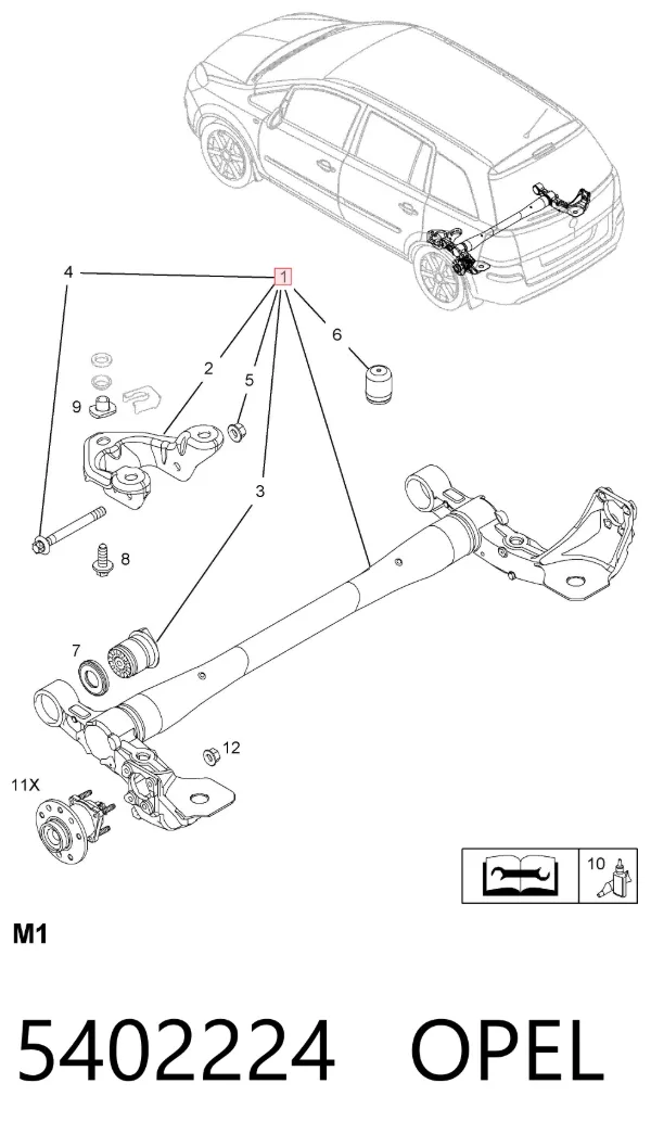 Viga de suspensão traseira (plataforma veicular) 5402224 Opel