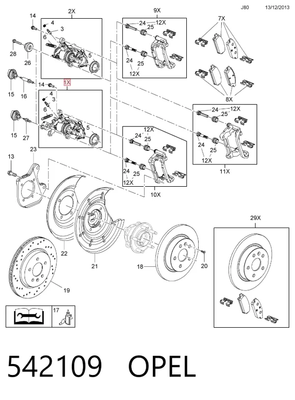 Suporte do freio traseiro direito 542109 Opel