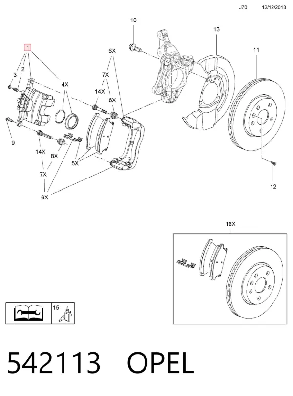 Suporte do freio dianteiro esquerdo 542113 Opel