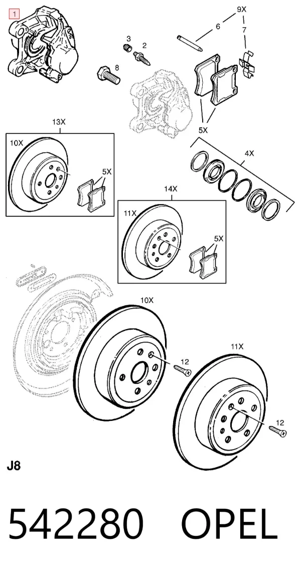 Suporte do freio traseiro direito 542280 Opel