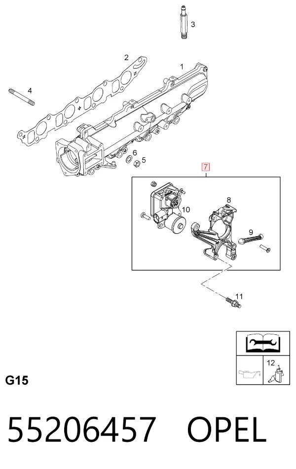 Válvula (atuador) de acionamento das comportas de tubo coletor de admissão 55206457 Opel