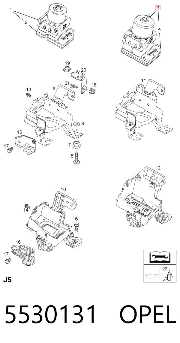 Unidade hidráulico de controlo ABS 5530131 Opel