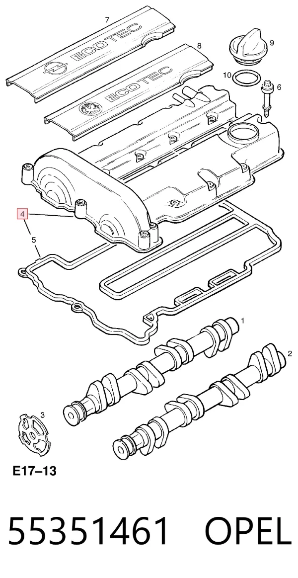 Tampa de válvulas 55351461 Opel