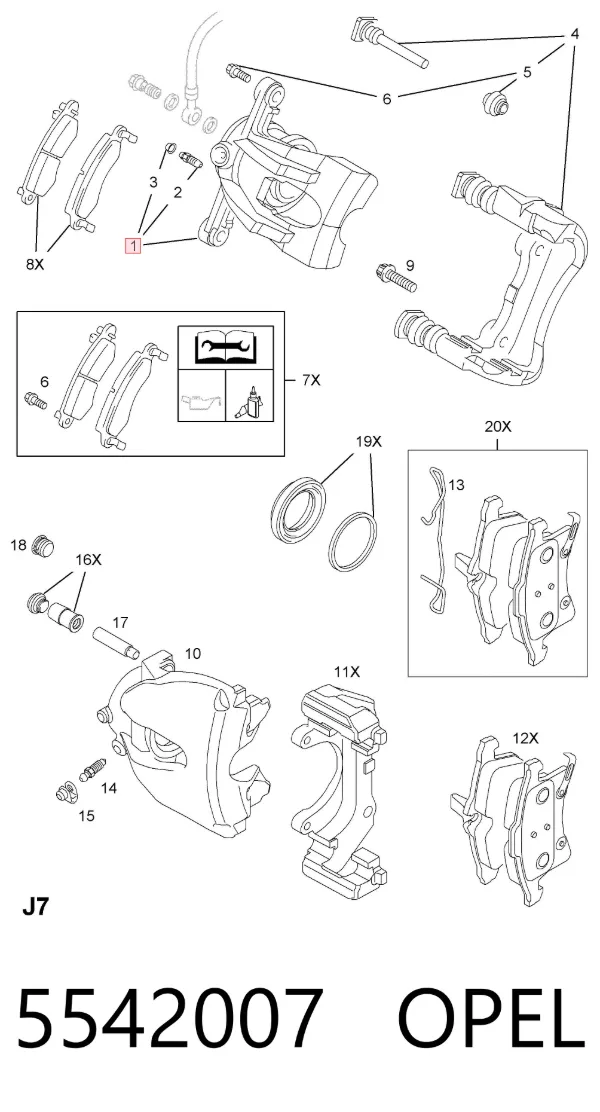 Suporte do freio dianteiro direito 5542007 Opel