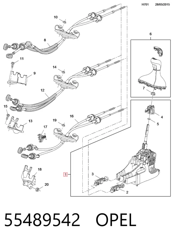 Mecanismo de mudança (ligação) Opel Astra K