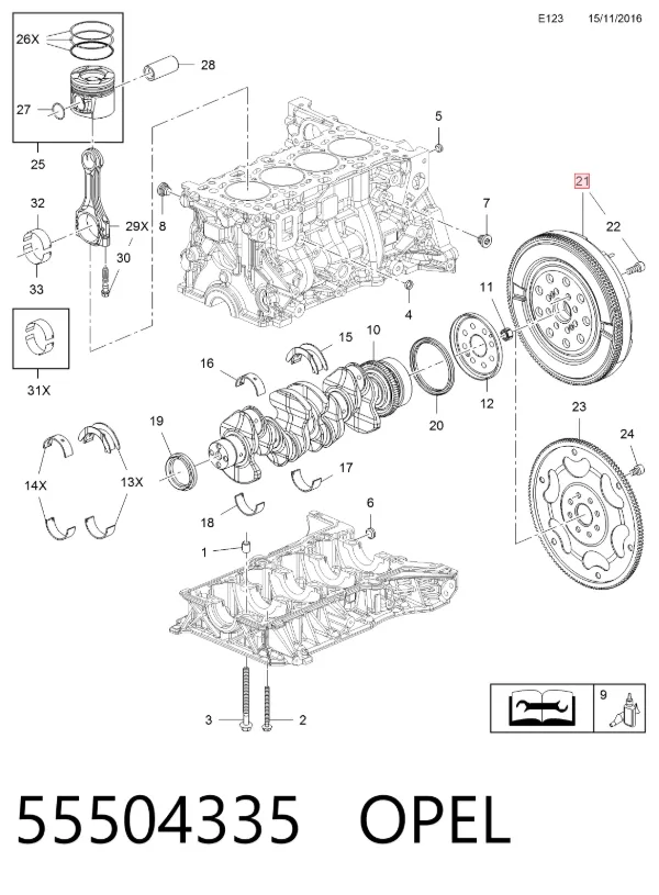 Volante de motor 55504335 Opel