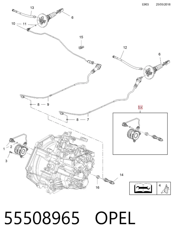 Cilindro de trabalho de embraiagem 55508965 Opel
