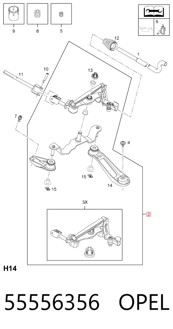 Mecanismo de seleção (de mudança) de velocidades 55556356 Opel