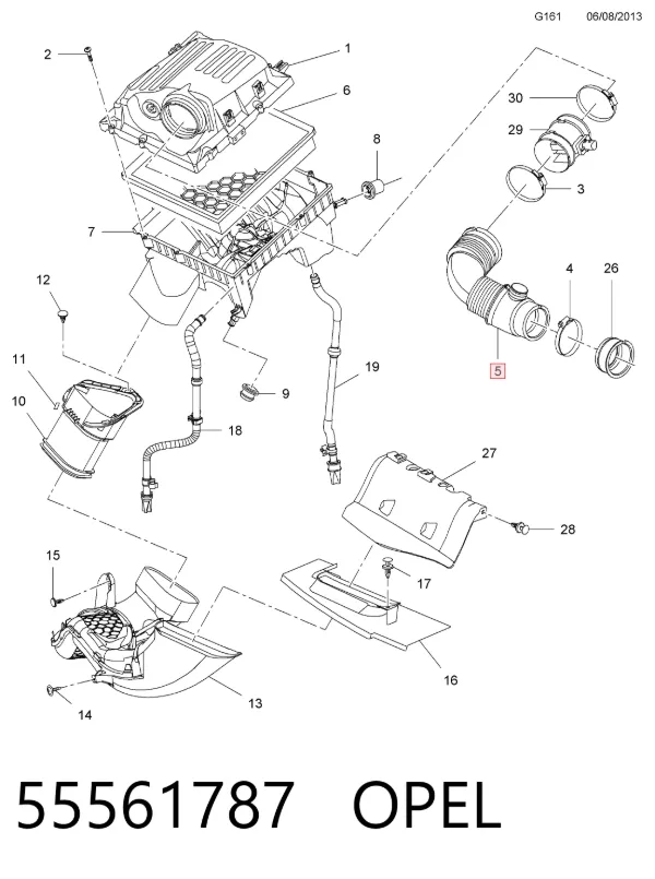 Cano derivado de ar do medidor de consumo do ar Opel Insignia A