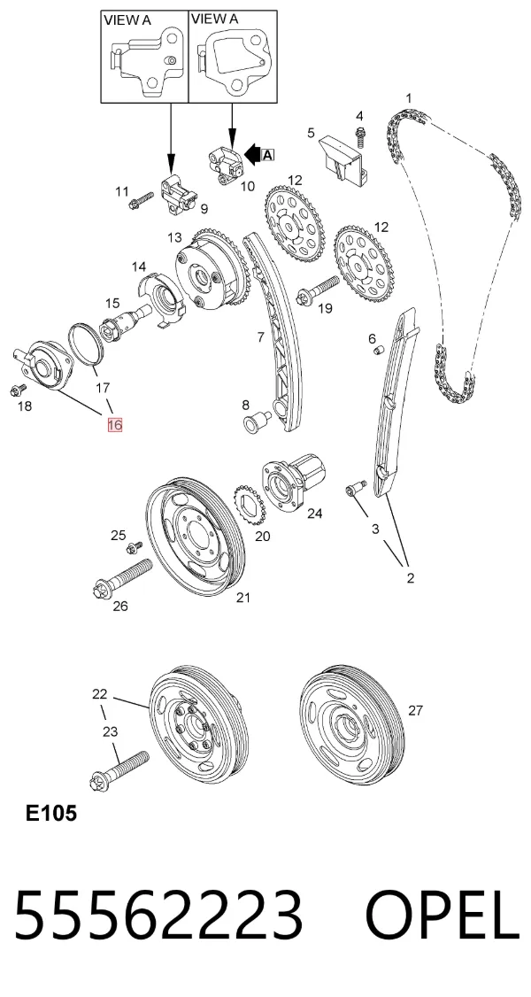 Válvula eletromagnética de posição (de fases) da árvore distribuidora 55562223 Opel