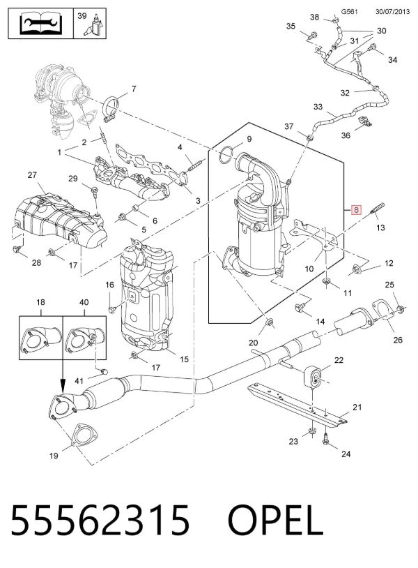Filtro de partículas do sistema dos gases de escape 55562315 Opel