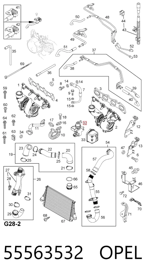 Convertidor de pressão (solenoide) de supercompressão 55563532 Opel