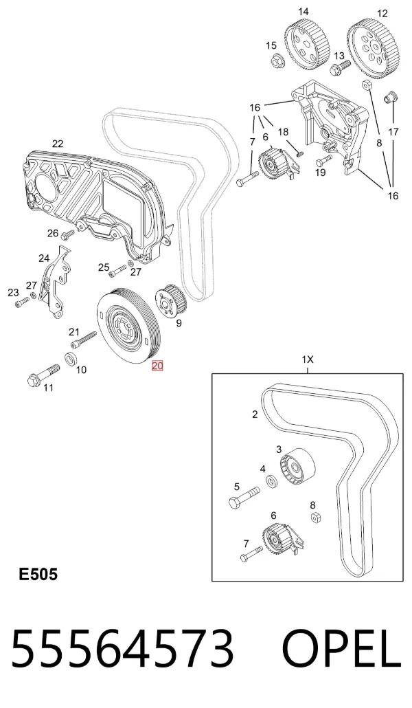 Polia de cambota 55564573 Opel