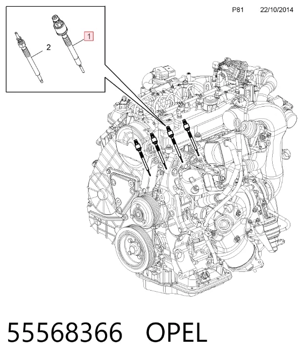 Vela de incandescência 55568366 Opel