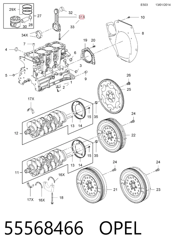 Biela de pistão de motor 55568466 Opel