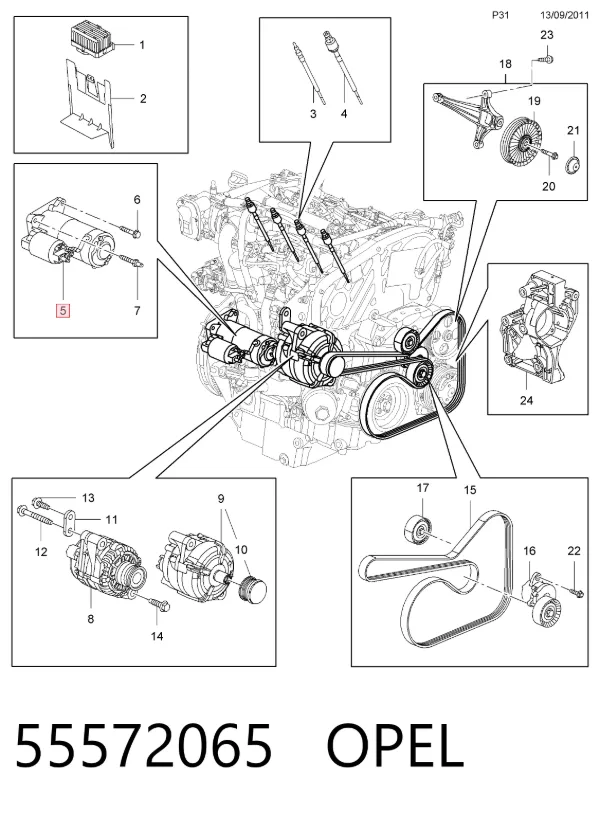 Motor de arranco 55572065 Opel