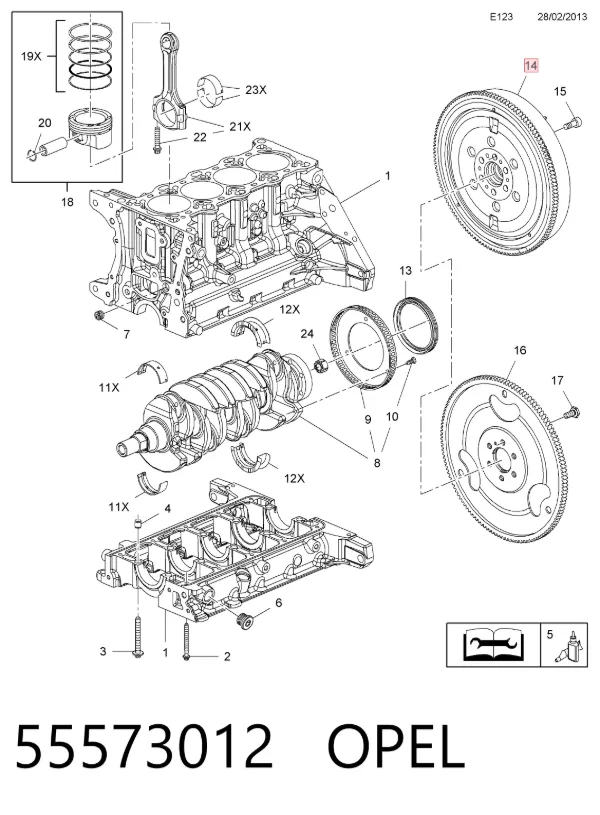 Volante de motor 55573012 Opel
