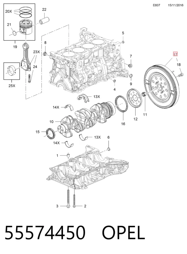 Volante de motor 55574450 Opel