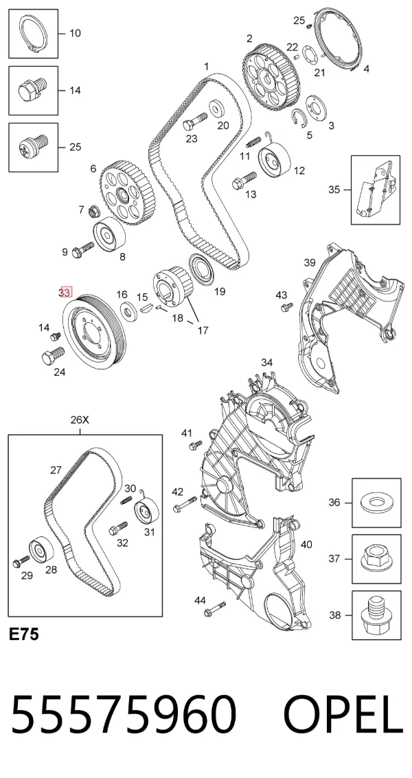 Polia de cambota 55575960 Opel