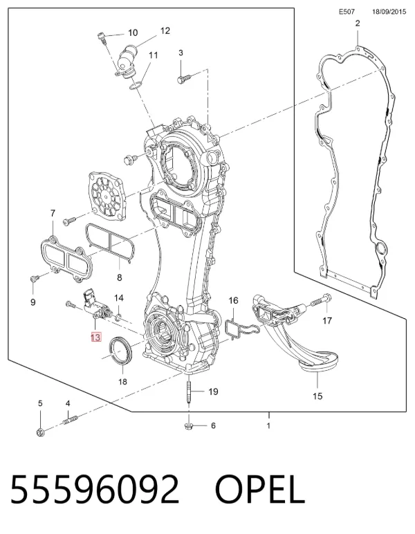 Válvula de regulação de pressão de óleo 55596092 Opel