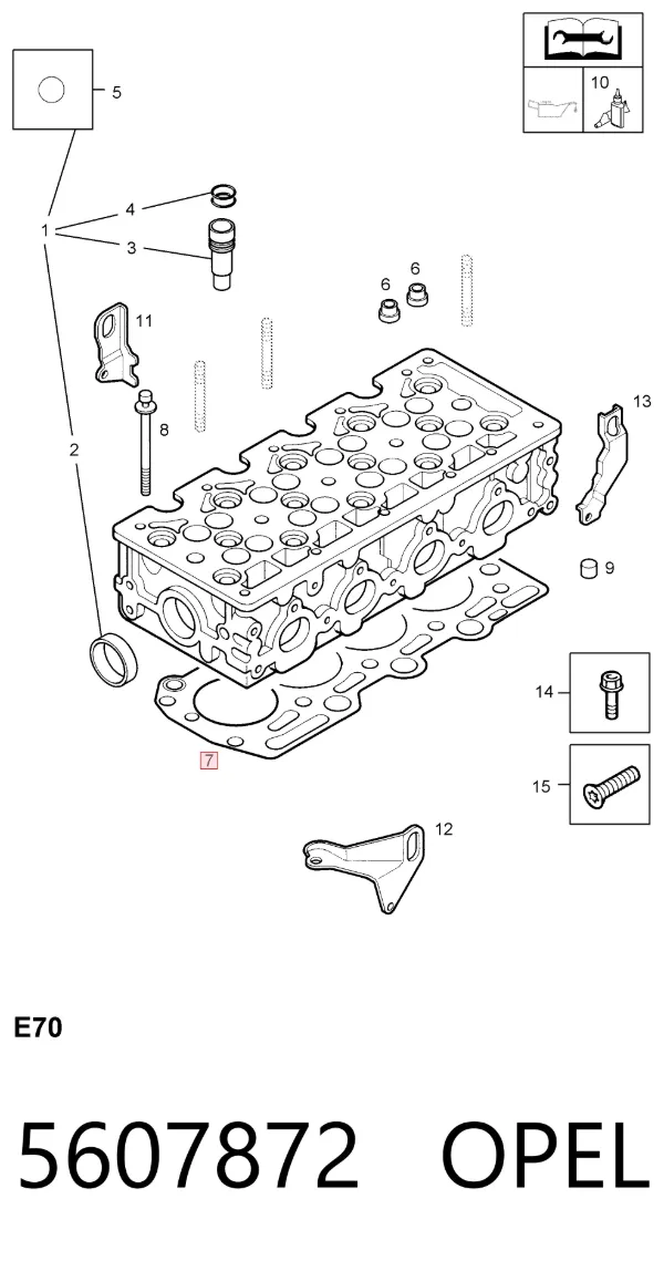Vedante de cabeça de motor (CBC) 5607872 Opel