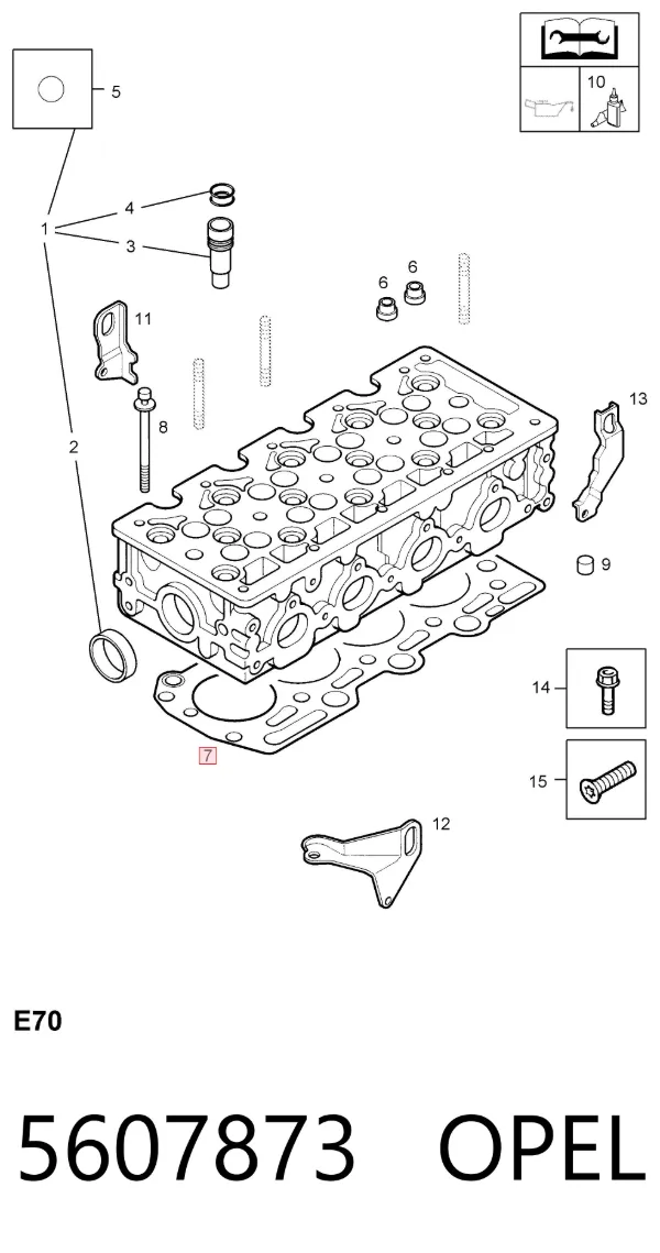 Vedante de cabeça de motor (CBC) 5607873 Opel