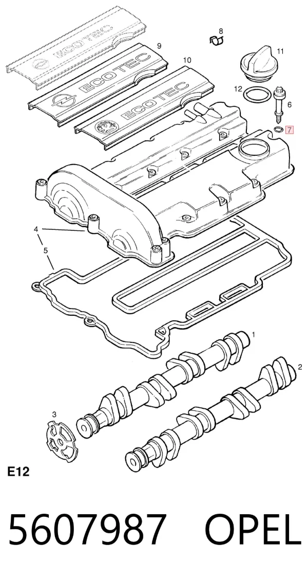 Vedante da tampa de válvulas de motor, kit 5607987 Opel