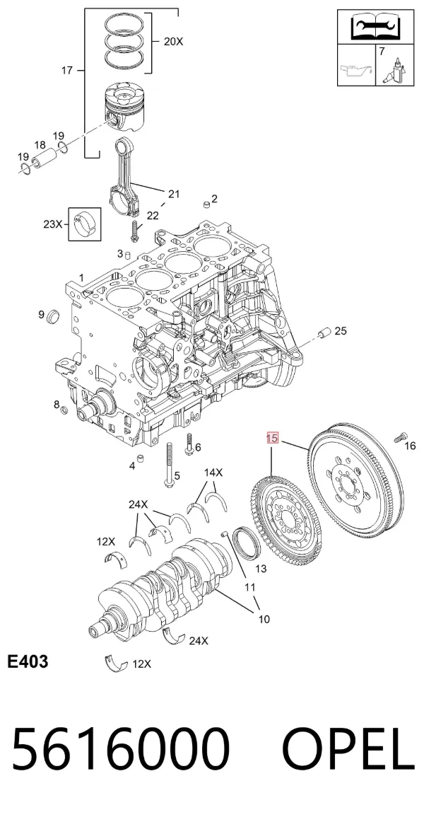 Volante de motor 5616000 Opel