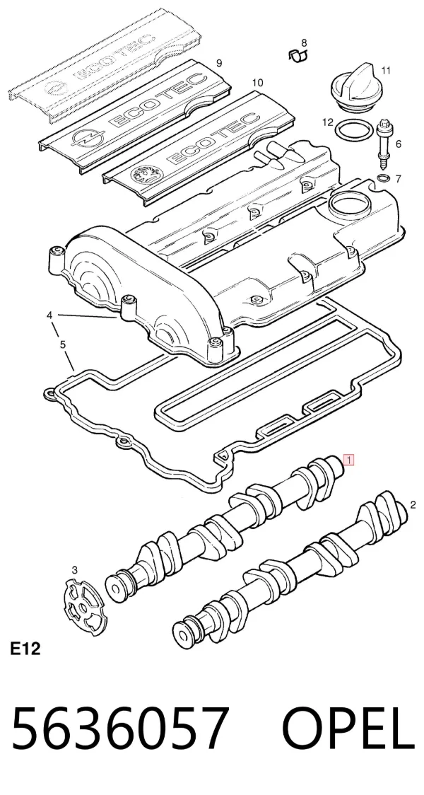 Árvore distribuidora de motor de admissão 5636057 Opel