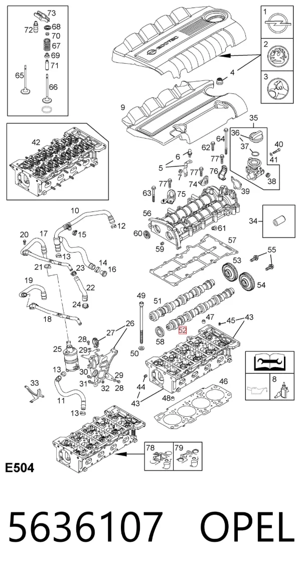 Árvore distribuidora de motor de escape 5636107 Opel