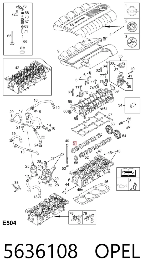 Árvore distribuidora de motor 5636108 Opel