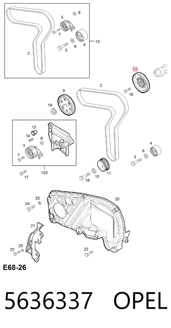 Engrenagem de cadeia da roda dentada da árvore distribuidora de motor 5636337 Opel