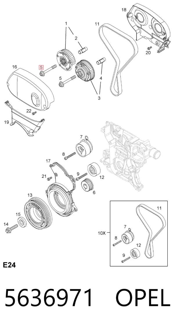 Parafuso da engrenagem da árvore distribuidora 5636971 Opel