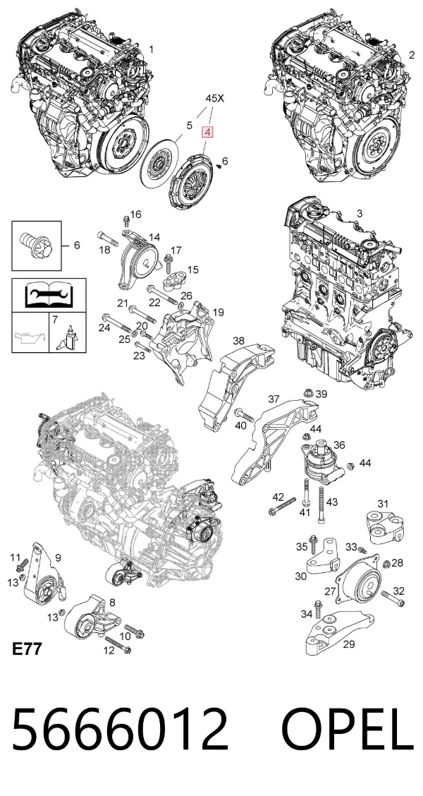 Cesta de embraiagem 5666012 Opel